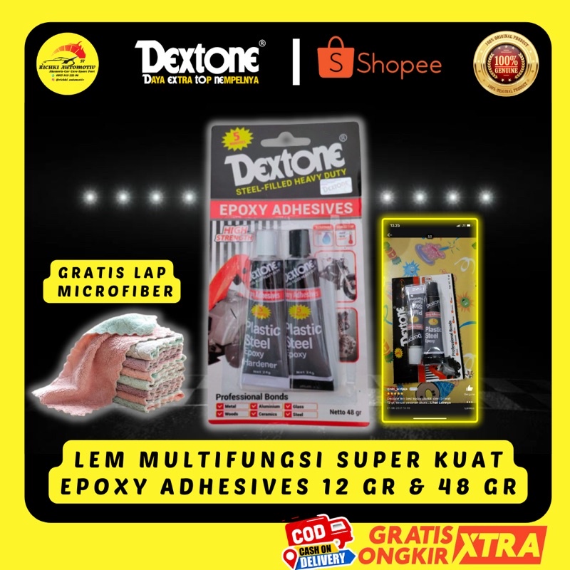 

{100 % GARANSI UANG KEMBALI} Lem Plastik Steel Epoxy Campur Original Dextone 48 gr Gratis Lap Microfiber | Lem Besi Serbaguna | Lem Resin Hardener Multifungsi | Lem Hitam Putih 5 Menit Kering | Lem Kayu Plastik Rumah Kaca Gelas Cover Mesin Mobil Motor COD