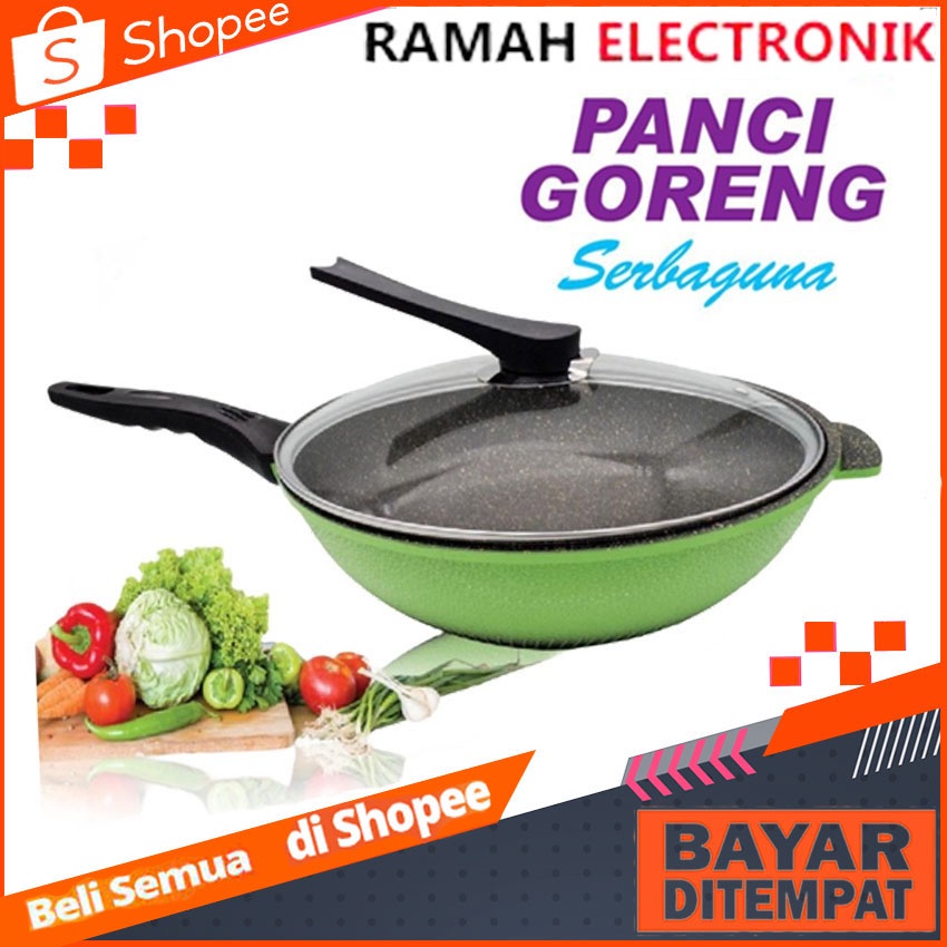 Panci Wajan Marble Serbaguna / Wok Pan 30 cm Wajan Pengorengan Q2 3011