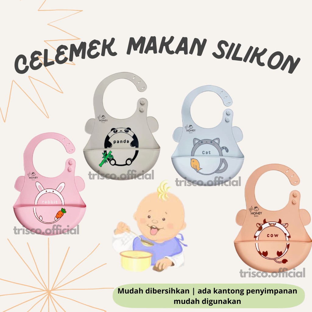 Trisco Celemek Makan Bayi Bib Silikon Karakter Premium Jombang