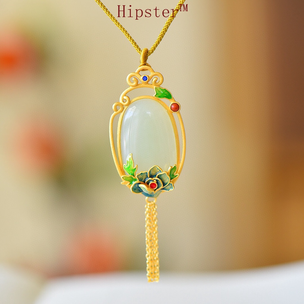 Necklace Female Accessories Enamel Hotian Jade Pendant