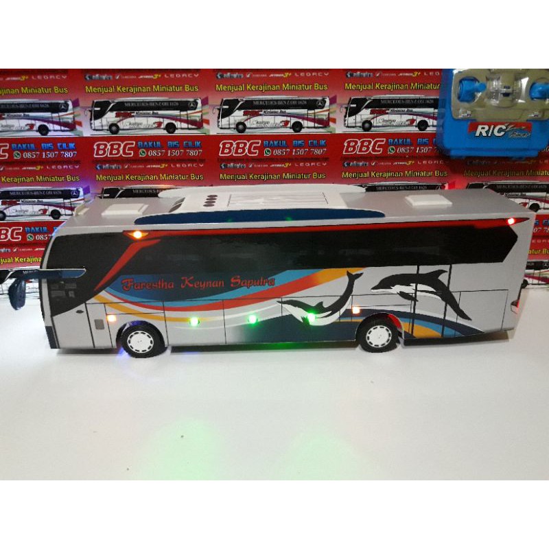 Miniatur bus RC Sugeng Rahayu ( remote control ) DETIL RAPIH FULL TELOLET FULL STROBO FULL LED