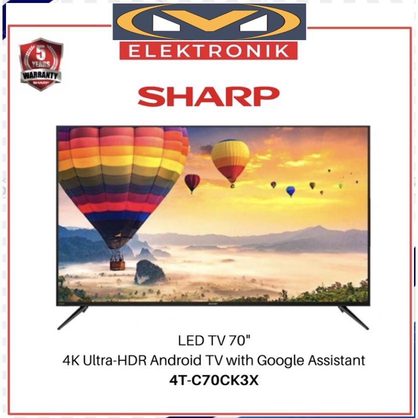 SHARP LED TV 70 Inch 4T-C70CK3X Smart Android TV UHD 4K HDR