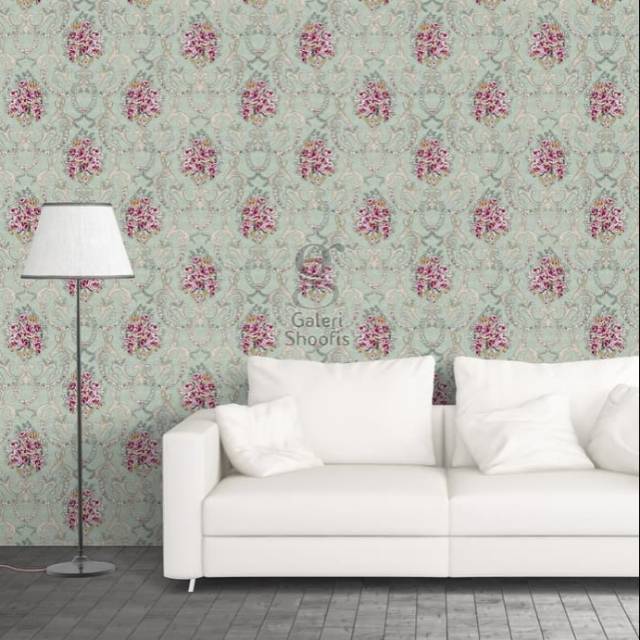 Wallpaper stiker dinding dasar rose berry hijau toska