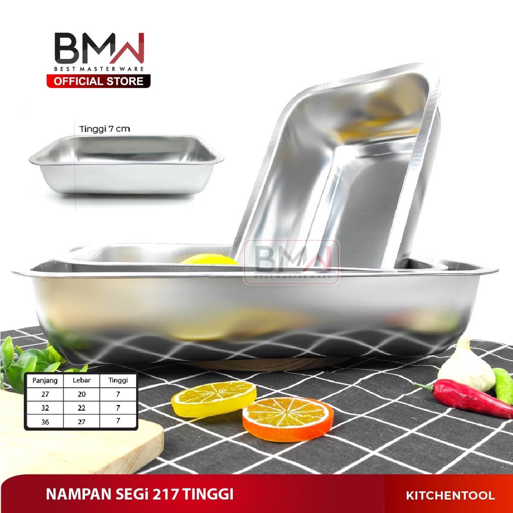 BMW KitchenWare -  Nampan Stainless steel Wadah Makanan Tempat Makanan Baking Tray Nampan Tinggi Bak