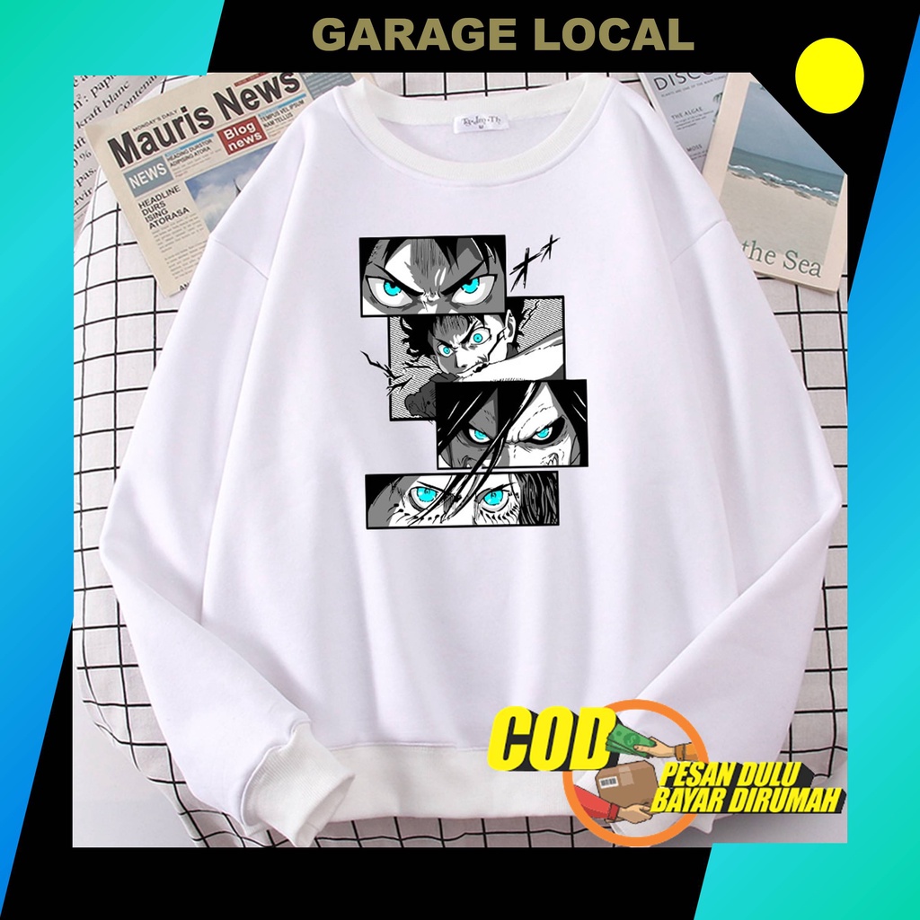 Sweater Crewneck Basic Anime Attack On Titan CN Anime Pria Wanite Crawneck Karakter Cowok Cewek Crun
