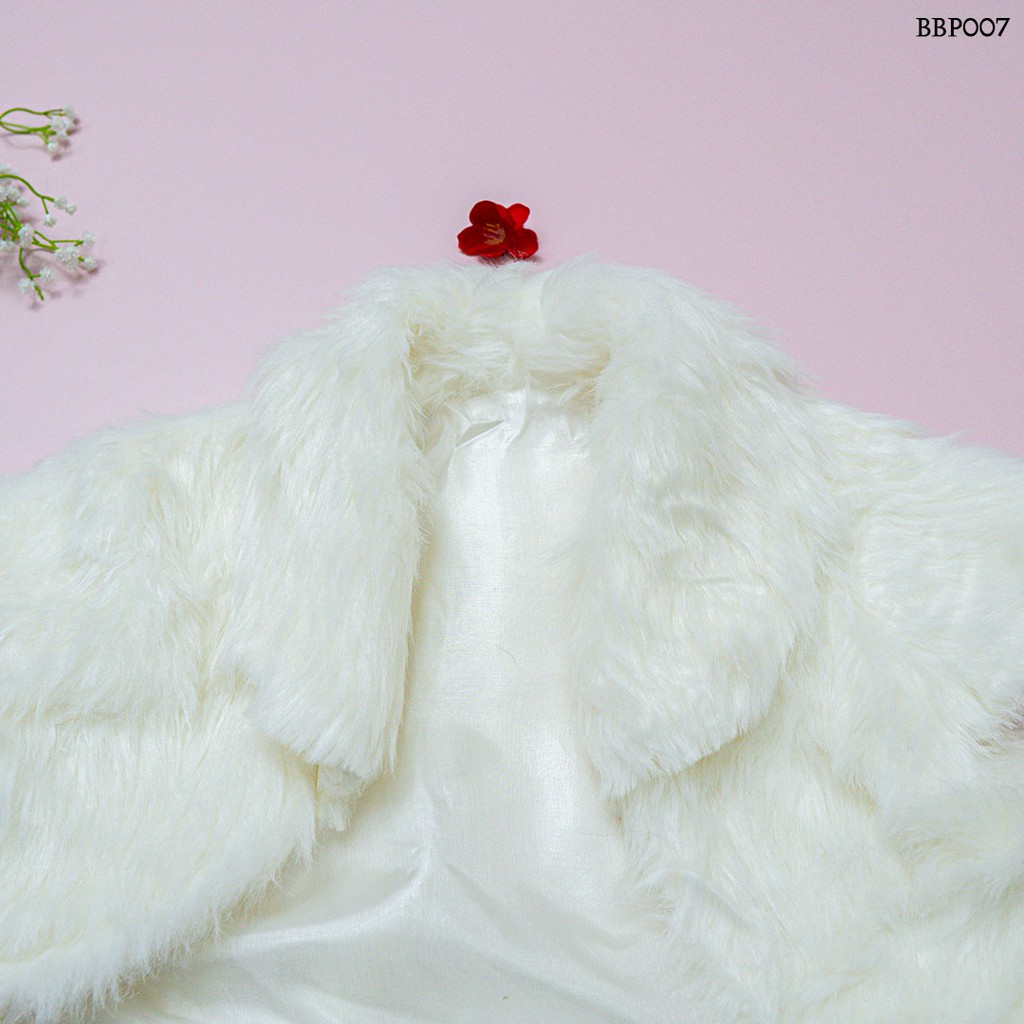 [PRODUK FAVORIT] AKSESORIS WEDDING CARDIGAN PESTA FUR BOLERO PENGANTIN BULU PUTIH BBP007