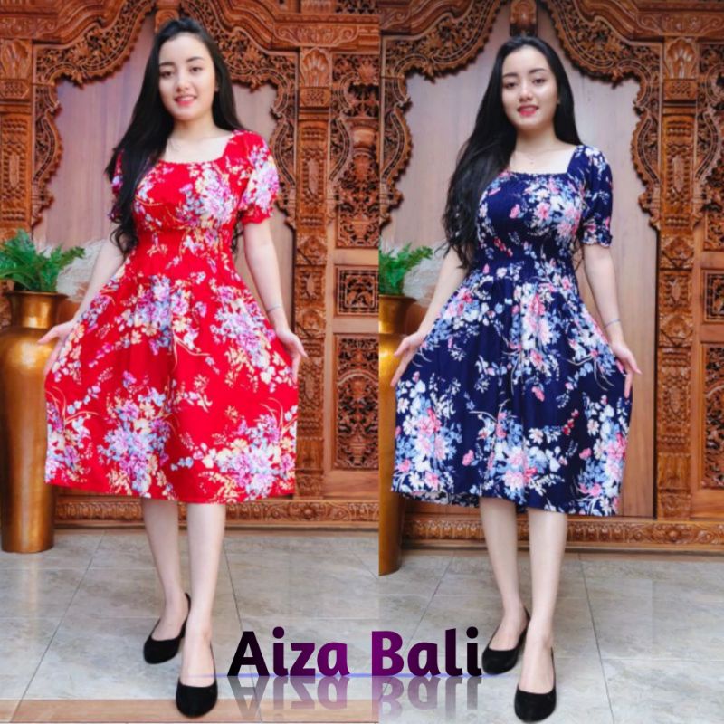 Dress Daster Sabrina Pendek Motif Bunga Orchids Lavender Lengan Pendek Rayon Super Premium Bali Terb