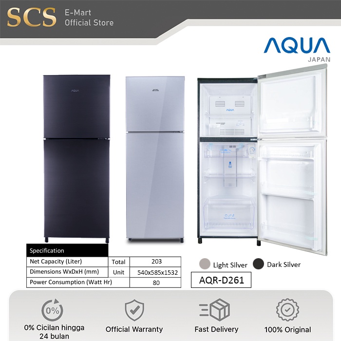 AQUA AQR-D261 Kulkas 2 Pintu | 203 Liter | AQR 261 AQRD261