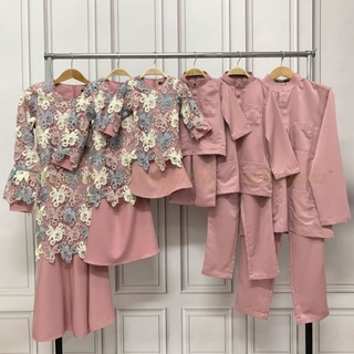 MELAYU AYAH ANAK KURTA CEKAK MUSANG KURTA JOHOR DUSTYPINK SEDONDON FAMILY SET RAYA BAJU KURUNG IBU A