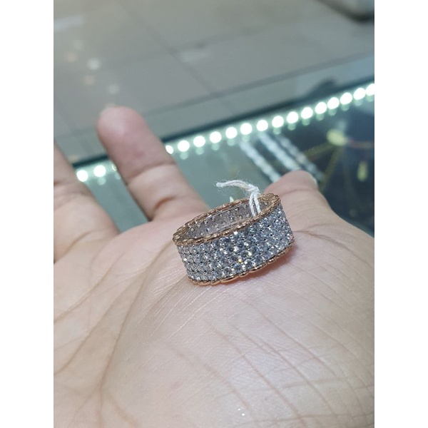 cincin listring lebar emas 750 full keliling mata diamondlook