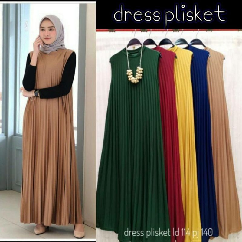 DRESS/GAMIS MUSLIM PLISKET/GAMIS FASHION WANITA/GAMIS MAXI PLISKET /PAKAIAN WANITA