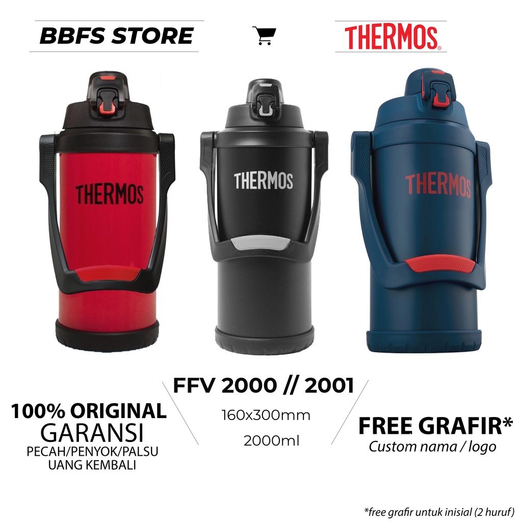 Thermos FFV-2000-BKGY Thermos Besar 2L Giant Tumbler Termos