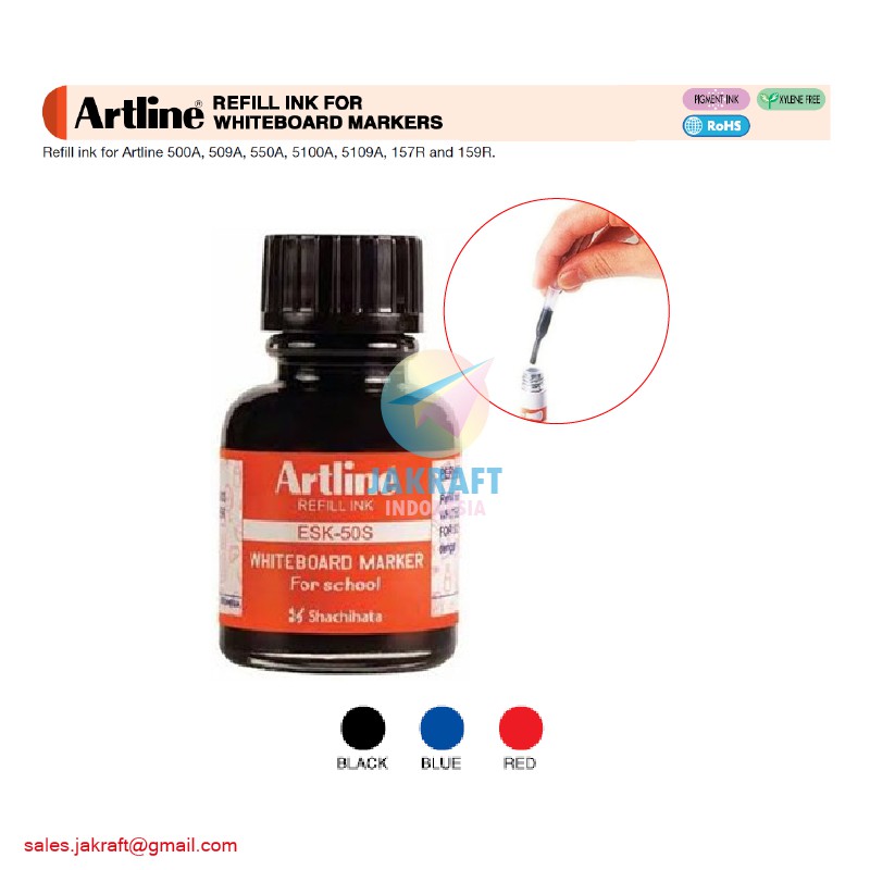 

(1 Pcs) Tinta Refill Spidol Papan Tulis Putih Kaca ARTLINE ESK-50S Isi Segala Merek Whiteboard White Board Glassboard Glass Board Marker Bisa Dihapus