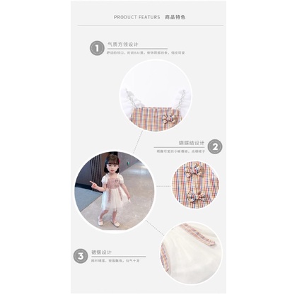 Promo !! Dress anak cewek cute -  dress tartan rubber two ribbon import uk 6bln-2th (putih)