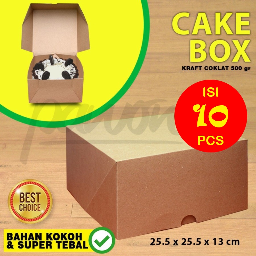 Kotak Kue-Box Kue-Dus Kue - Cake Box | KRAFT COKLAT| Blackforest-Lapis-Bolu  25 x 25 x 13 cm-(10 Pcs