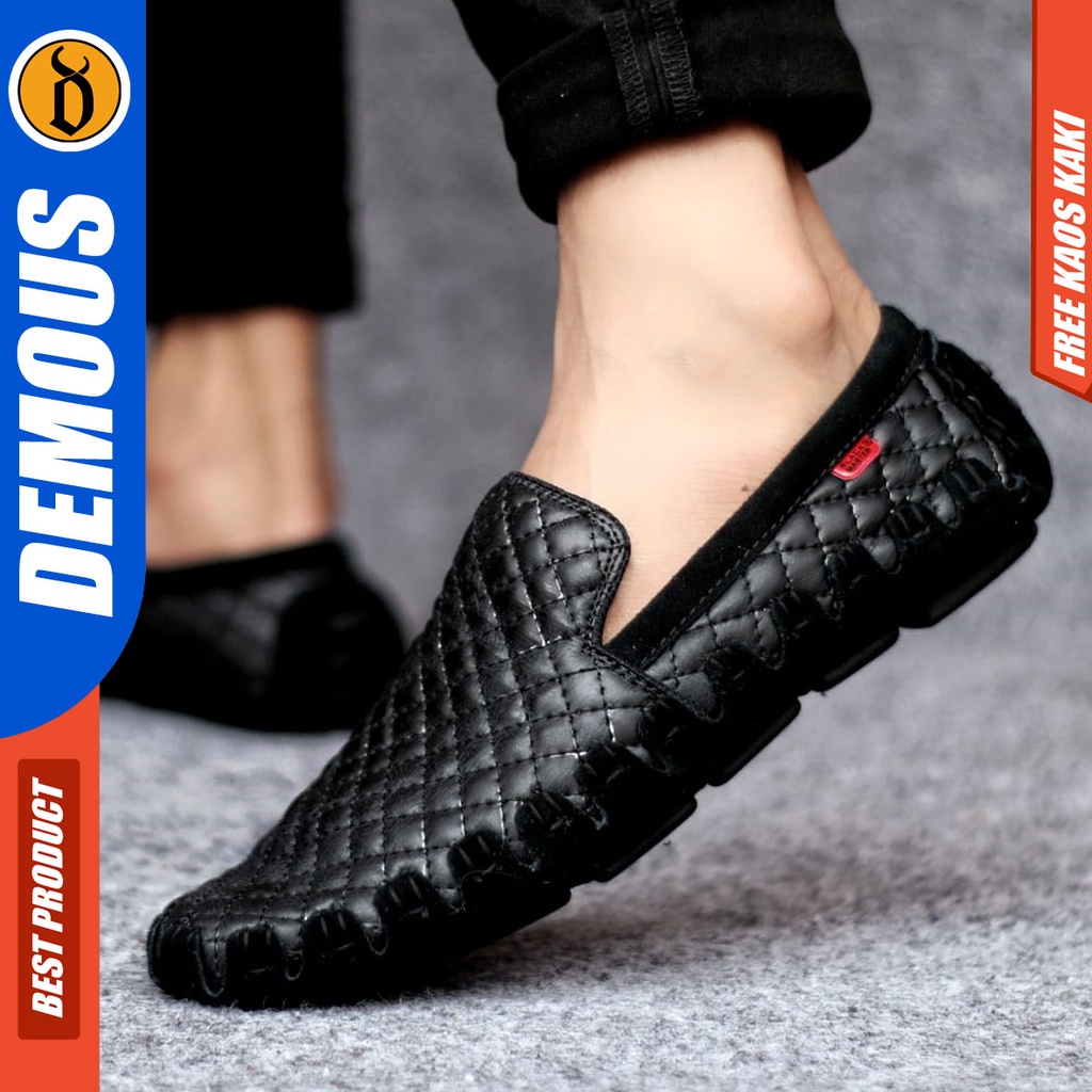 DEMOUS JIRAGA Sepatu Casual Slip On Kulit Asli Kerja Pria