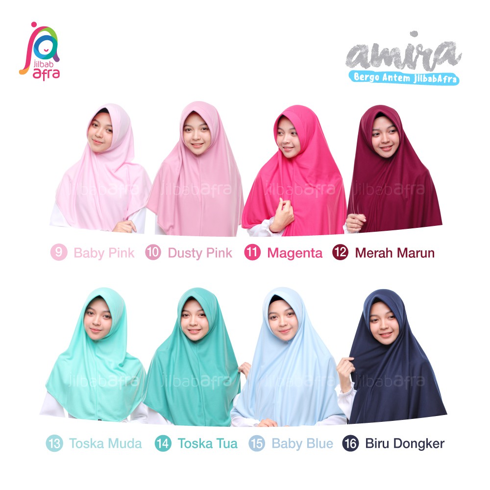 Jilbab Amira - Bergo Pet Antem - Jilbab Afra - Hijab Instan Bahan Kaos, Adem, Lembut & Nyaman