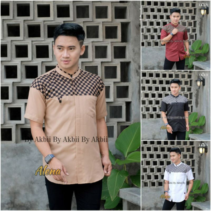 (COD) Baju Koko Putih Lengan PanjangKombinasi Kombinasi Batik Prada Emas Silver Modern Koko Pria New