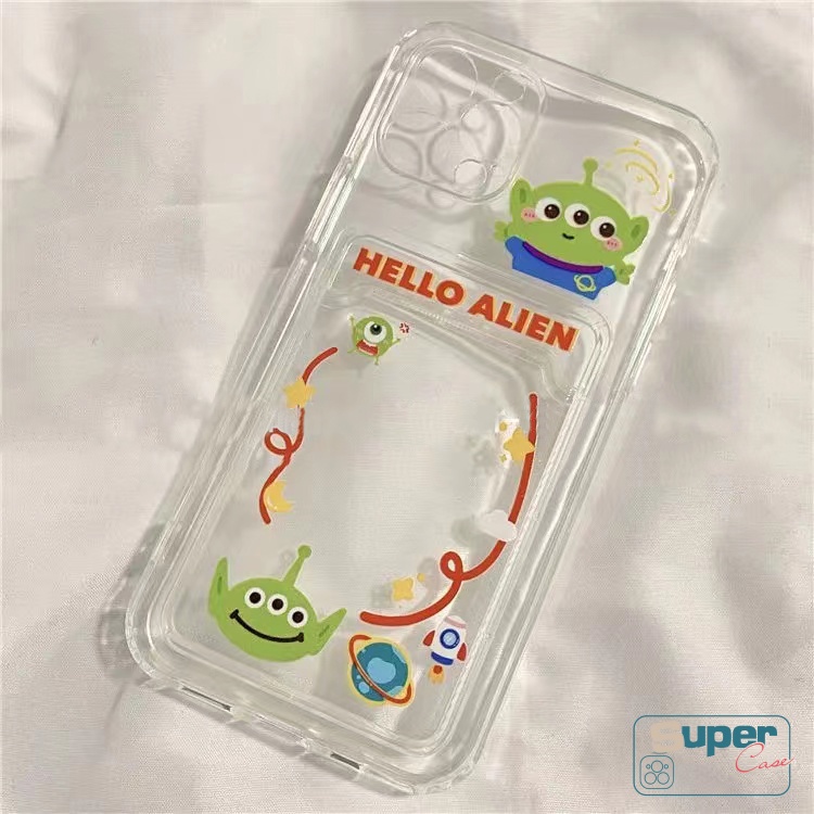 Soft Case Tpu Transparan Dompet Kartu Alien Cover Oppo A15 A15S A95 A16 RENO 7 A76 A96 A36 A54 A11k A12 A74 A5s A735