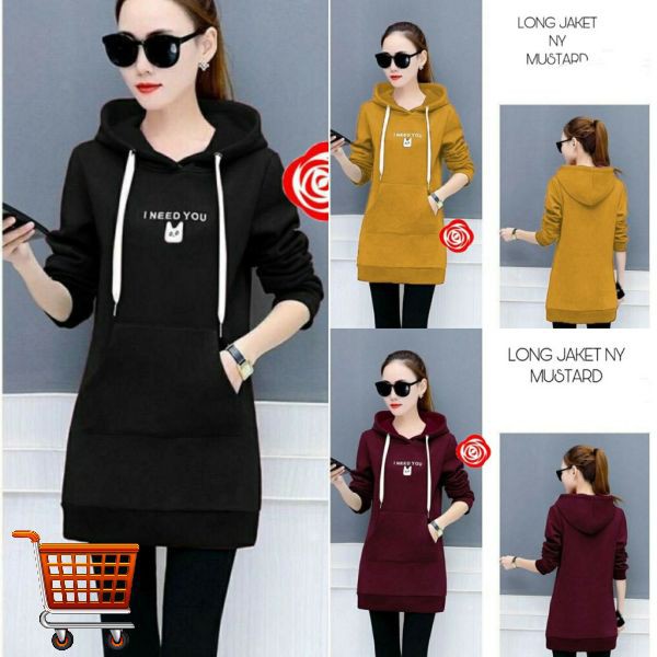 Long Sweater NY Hoodie Outer Sweater Panjang