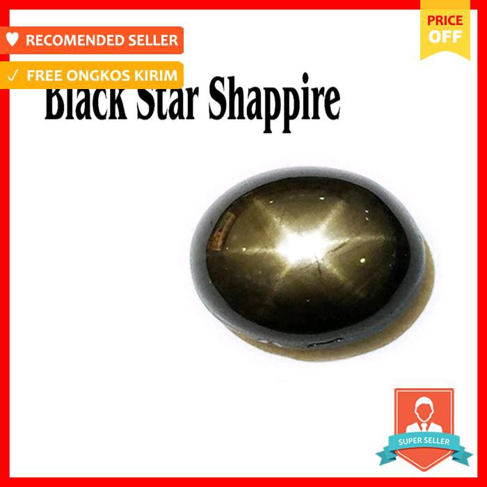 BATU PERMATA NATURAL BLACK STAR SAFIR 6 STAR