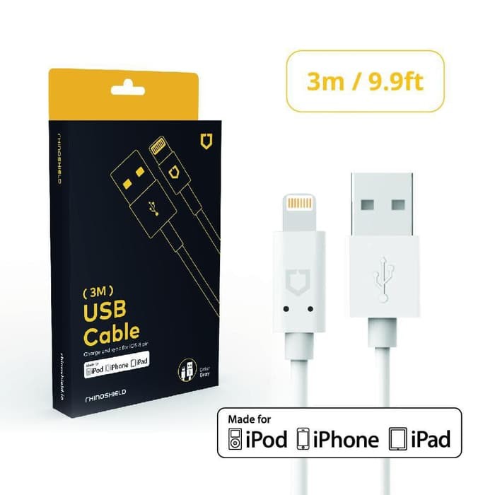 Rhinoshield MFI certified lightning to usb charging and data cable 3m