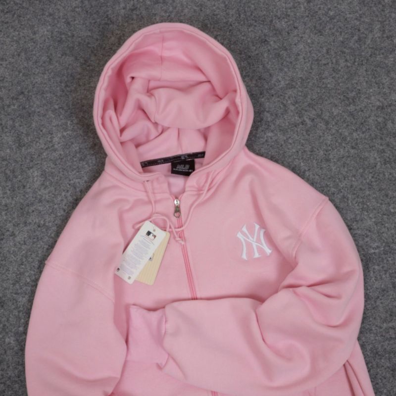 SWEATER HOODIE NY MLB ZIPPER CREAM&amp;PINK AUTHENTIC FULLTAG &amp; LEBEL