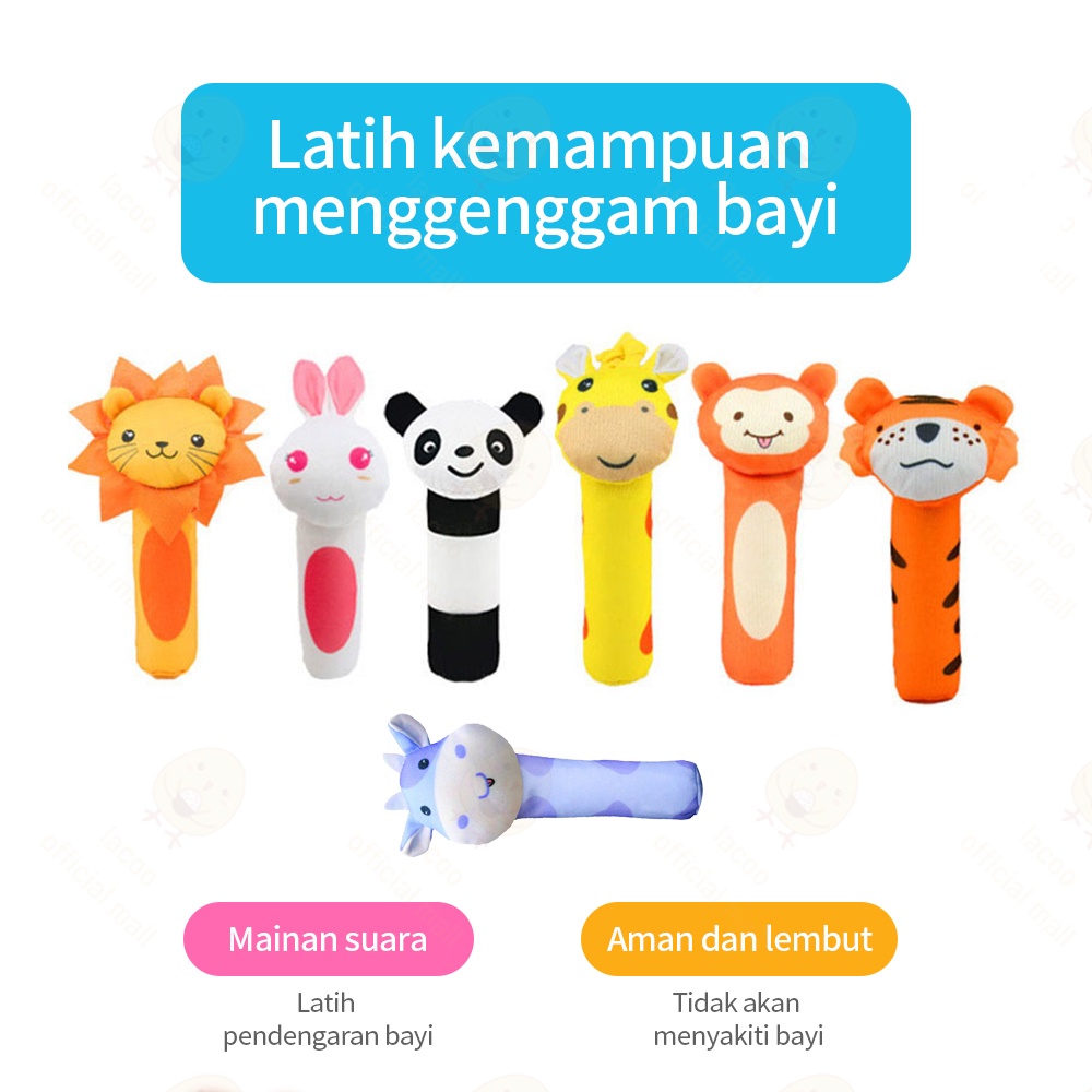 Poney Mainan Tangan Bayi bunyi Mainan rattle stick bayi motif hewan lucu