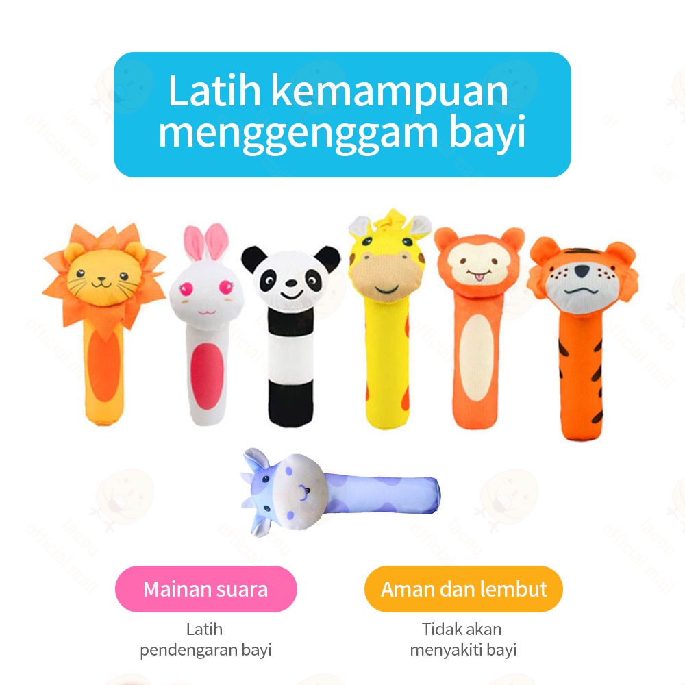 Poney Mainan Tangan Bayi bunyi Mainan rattle stick bayi motif hewan lucu