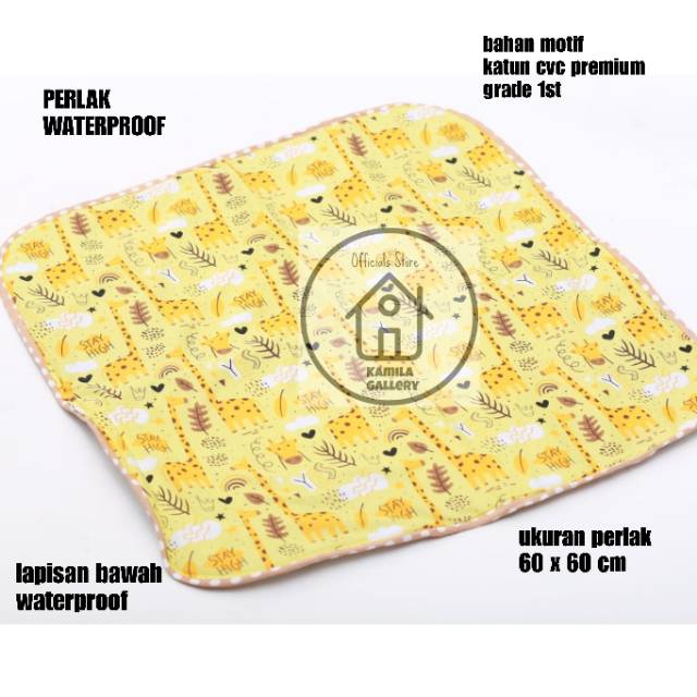 PERLAK SET BAYI/ALAS OMPOL KASUR BAYI/MATRAS BAYI WATERPROOF motif yellow giraffe