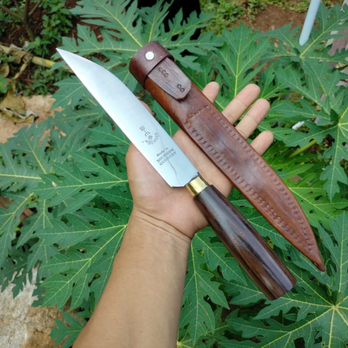 Pisau Seset Kulit - Pisau Seset Pusau Sembelih Cap Garpu Sarung Kulit Sapi Pusau Dapur -