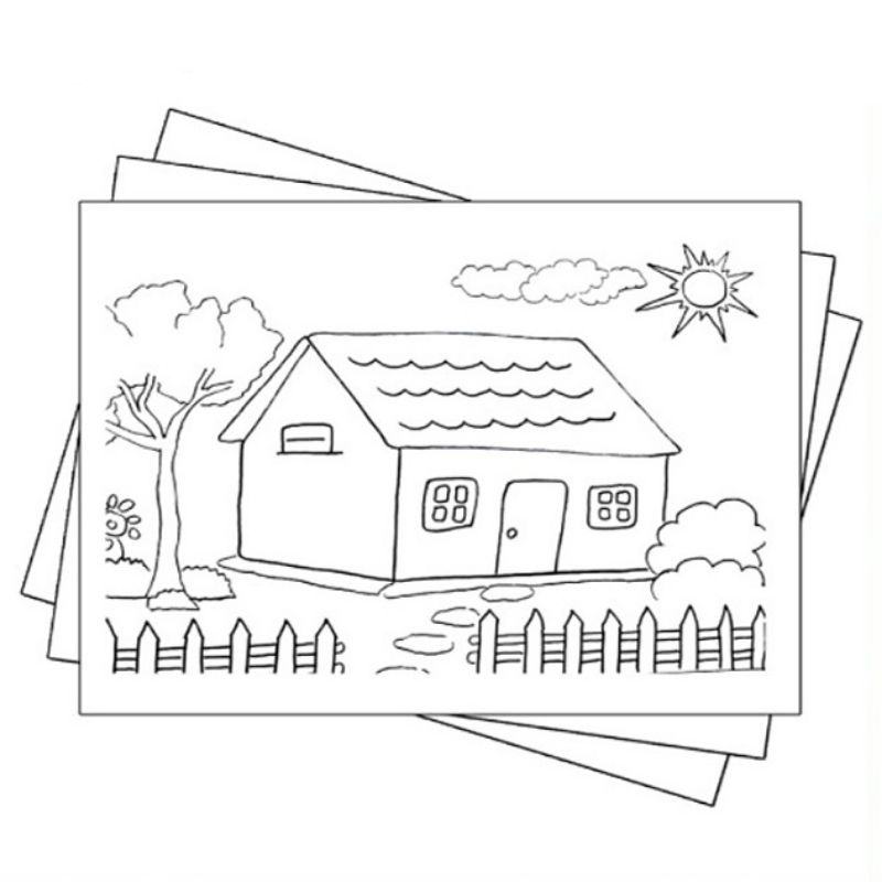 

Gambar Sketsa Mewarnai Rumah Indah / Seketsa Lukis Rumah / Home Drawing