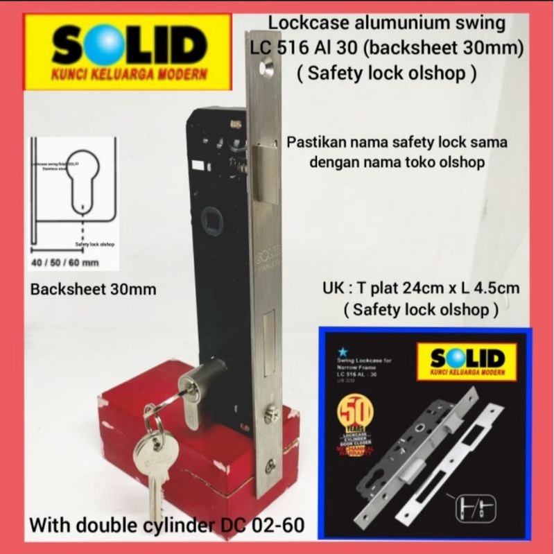 lockcase swing alumunium LC 516 Al 30 solid