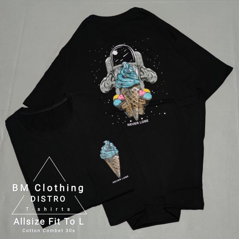 BAJU KAOS T SHIRT ATASAN DISTRO PRIA WANITA COWOK CEWEK GAMBAR ASTRONOT ES KRIM ICE CREAM KEREN ORI