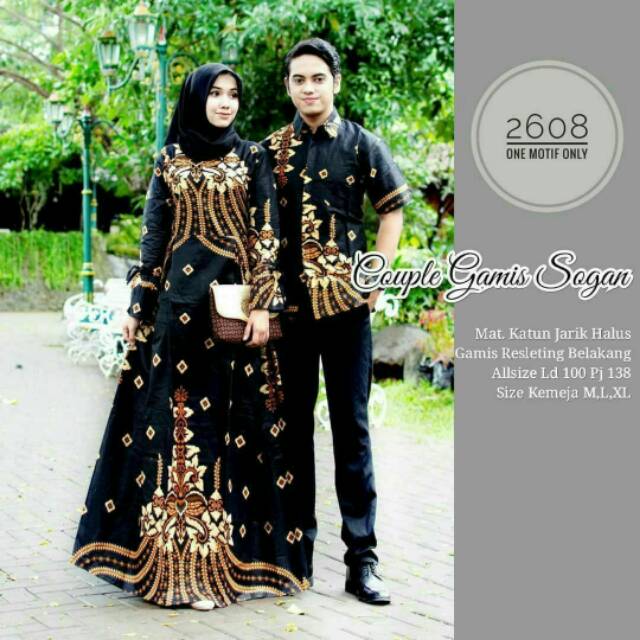 Gamis Batik couple kemeja katun prima premium Maura Couple TERVIRAL DI SHOPEE - Sania Ruffle Couple Ori Ndoro Jowi DNT