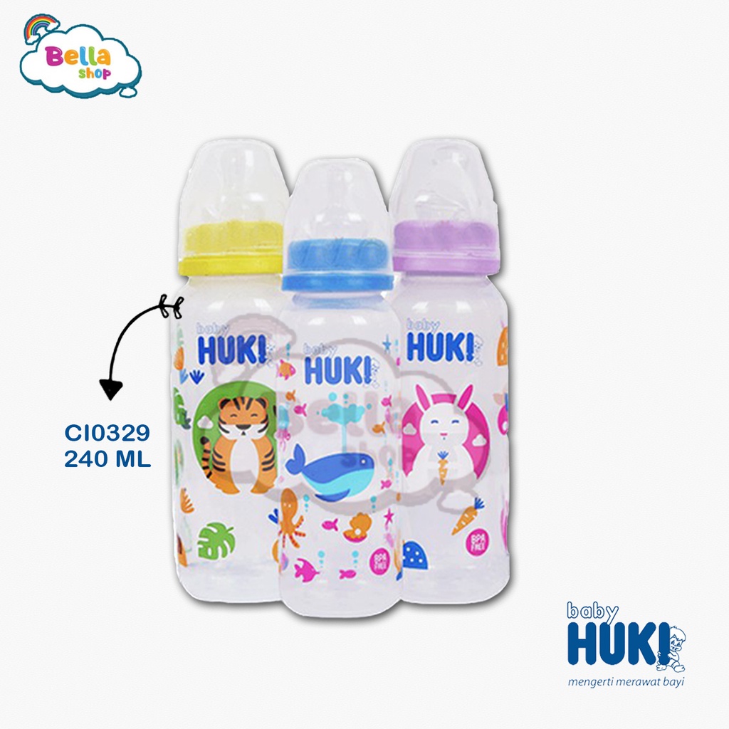 Huki CI0329 Botol Susu Huki PP SP Round 240ml Botol Susu Gepeng Bayi 240ml-BELLA SHOP