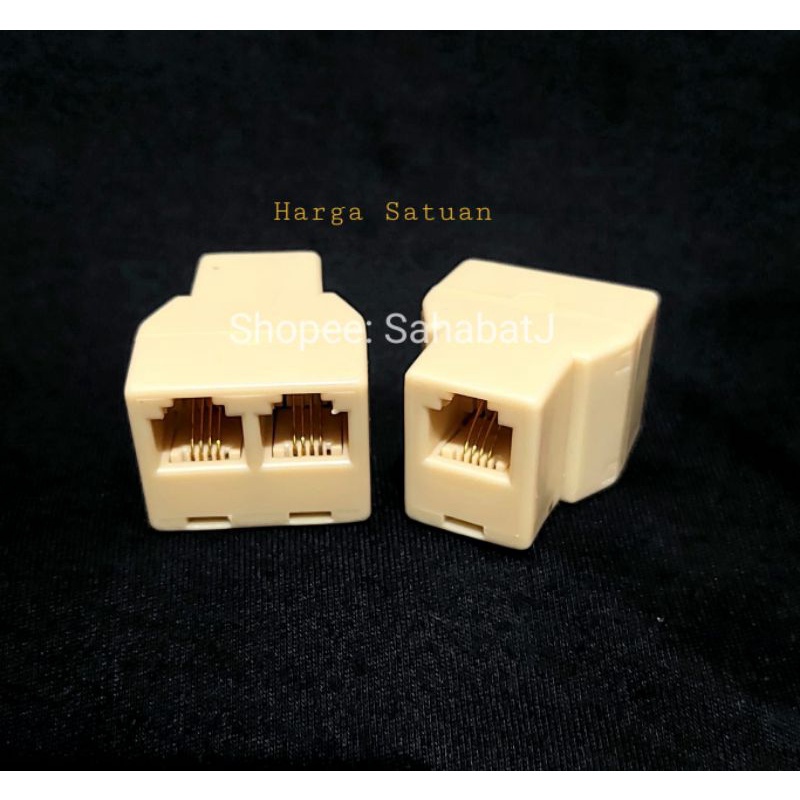 Barrel RJ11 Connector 1-2 Lubang Splitter Sambungan Kabel Telepon Konektor 2 Lubang