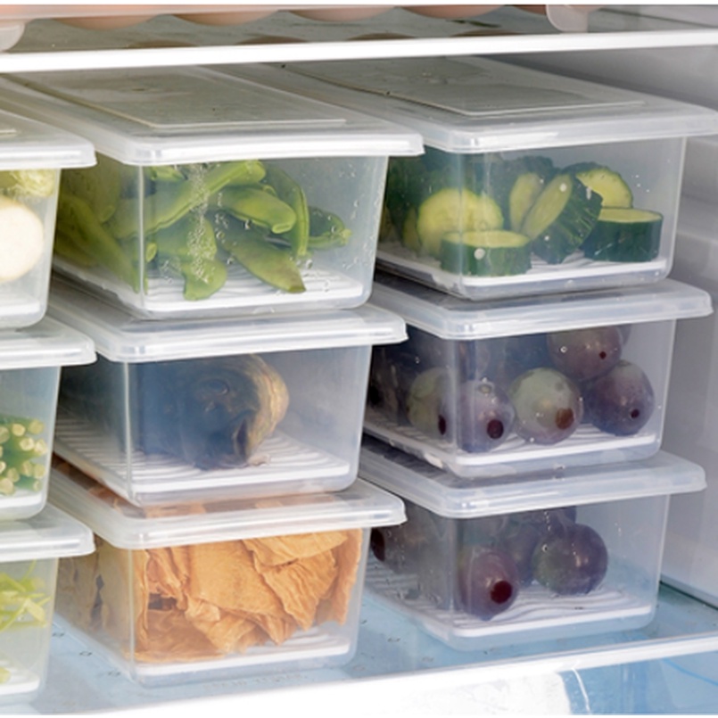 [Unggulan] Kotak Penyimpanan Plastik Kulkas Freezer/Fresh Food Storage Container With Lid/Kotak Penyimpanan Transparan Dengan Tutup/Kaleng Tertutup Plastik/Piring Tiris Bisa Dilepas