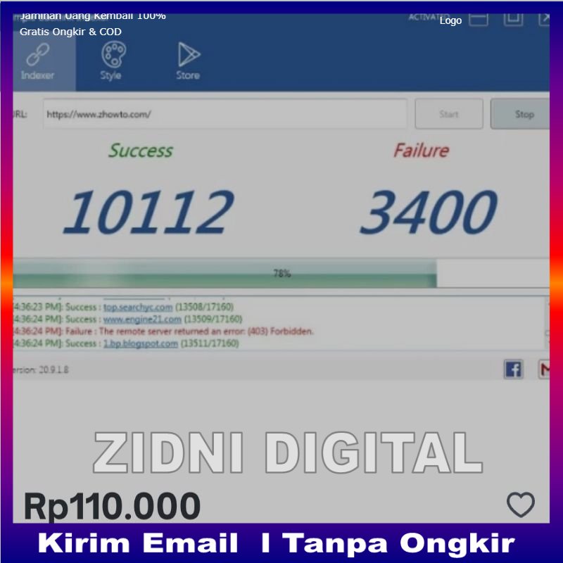 SOFTWARE SEO BACKLINK TOOLS INDEXER AUTO SUBMIT LINK WEBSITE DIGITAL MARKETING  ONLINE ZIDNI DIGITAL