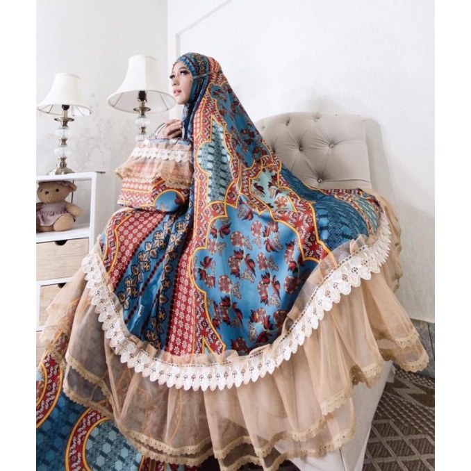 Mukena Dior Bhn armany Dior silkMix renda twotone mix tile polos pke renda kipasUkuran jumbo + tas b