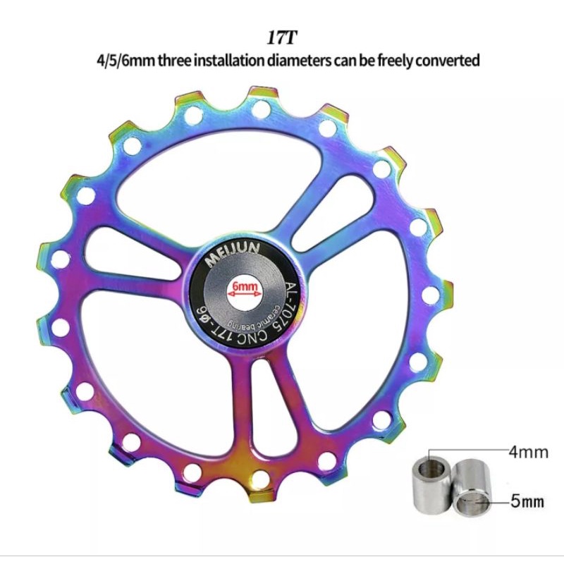 Meijun Pulley RD 17T Ceramic Bearing Wheel Guide OSPW 17T Pulley RD Rainbow