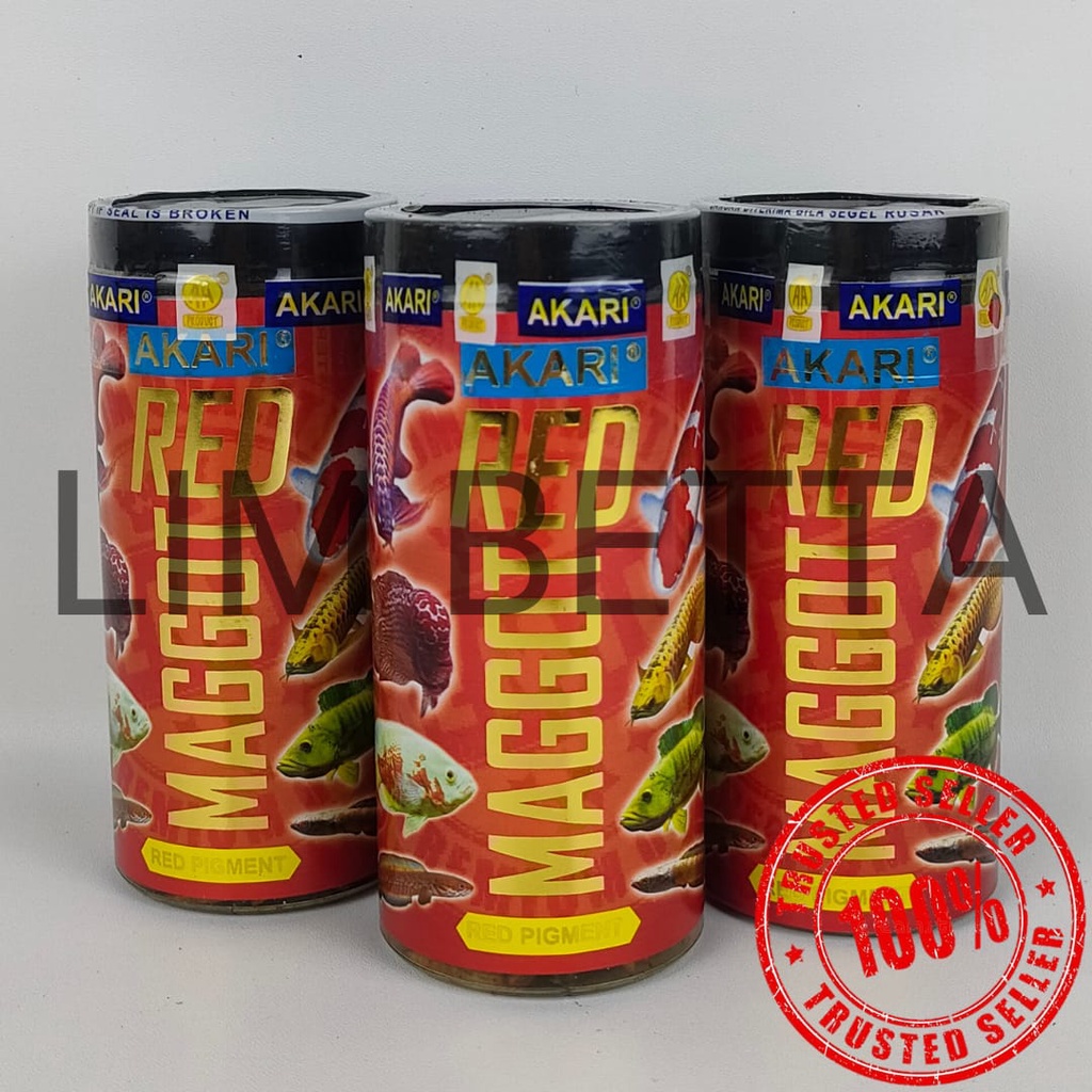 (BOTOL) AKARI MAGGOT RED 40 GRAM / MAGGOT MAKANAN KOI DAN PREDATOR