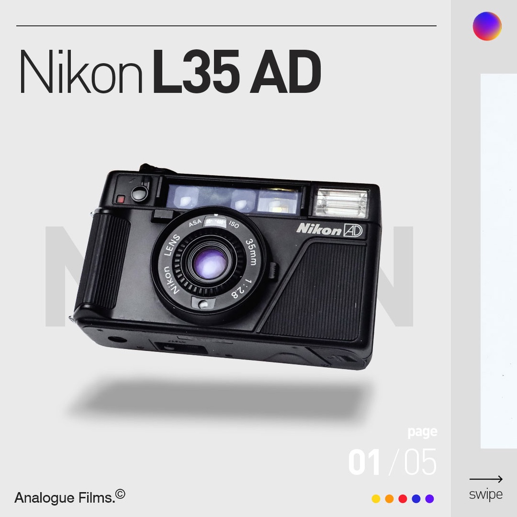 Kamera Analog Nikon L35AD Lengkap Dus Mulus Normal 