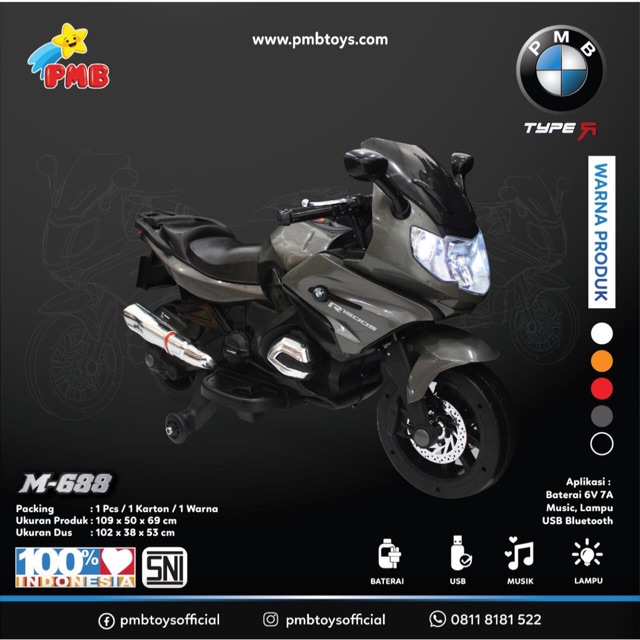 Motor Aki Anak PMB M688 M-688 Mobil Aki Mainan Anak Mobilan anak