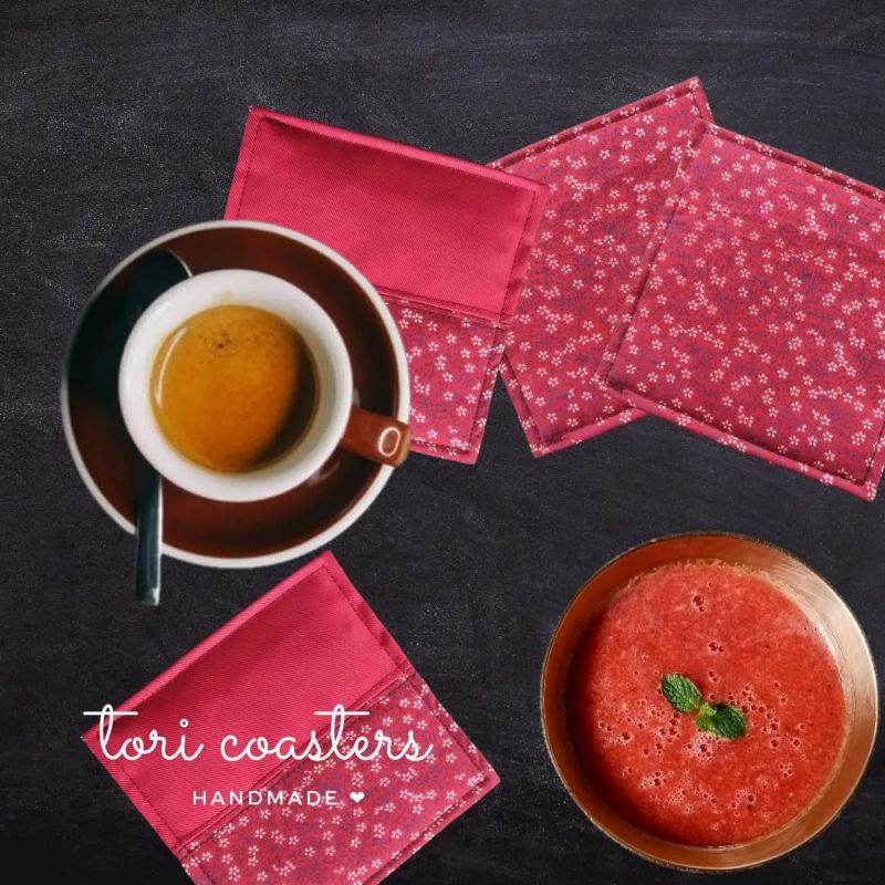 Tatakan gelas kain / Fabric Coaster / Botol Batik - Desain M / Tatakan gelas / tatakan kain / tataka