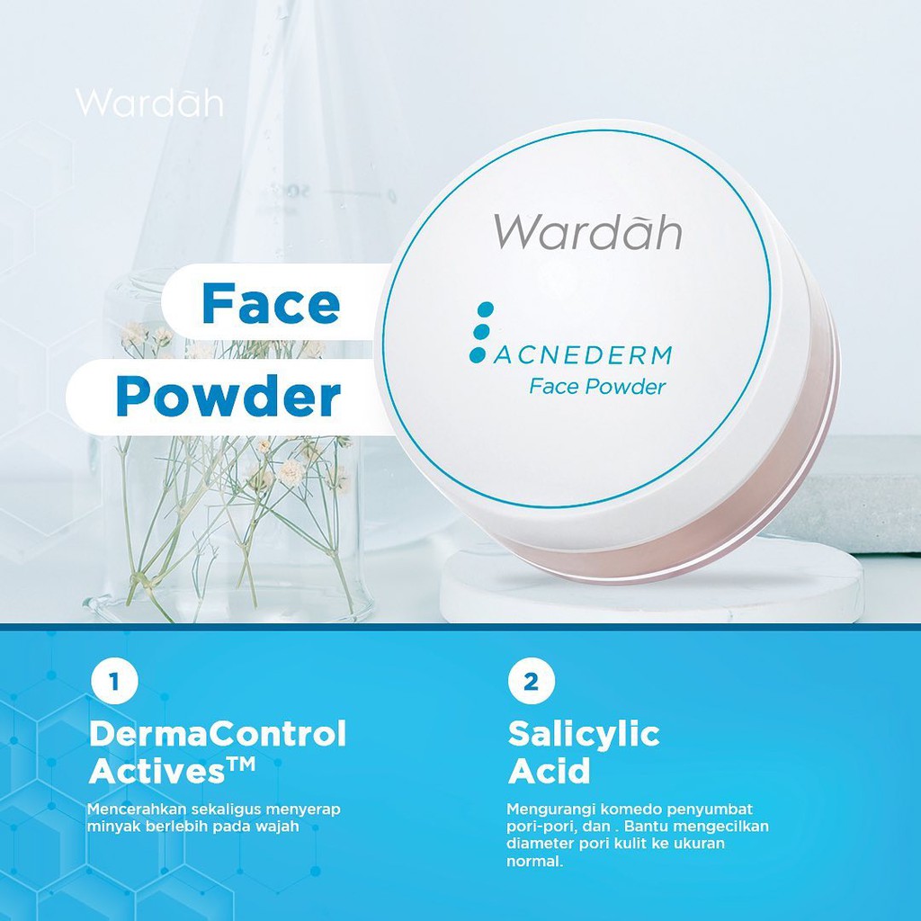 Wardah Acnederm Series | Cleanser Toner Day Night Cream Acne Pore Blackhead Gel Face Powder