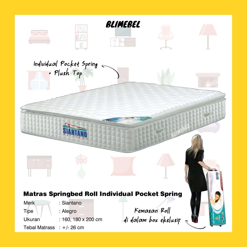 Blimebel Siantano Springbed Roll in The Box Alegro Plush Top Pocket Spring