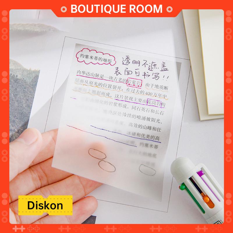 50pcs sticky notes transparan anti air sticker note stiker buku catatan tempel transparent untuk kantor sekolah alat tulis