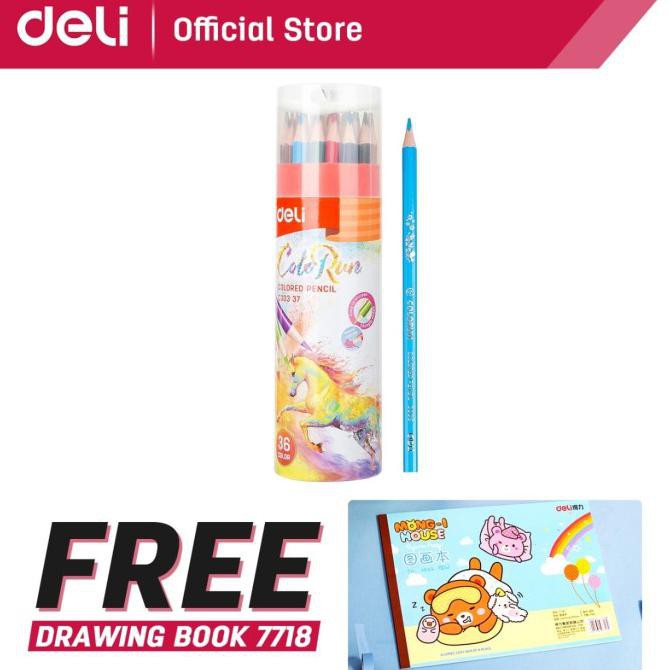 

((PROMO) TERBARU Deli EC00337 Pensil Warna 36 Warna dengan Bonus Rautan Pensil baru DISKON HARGA