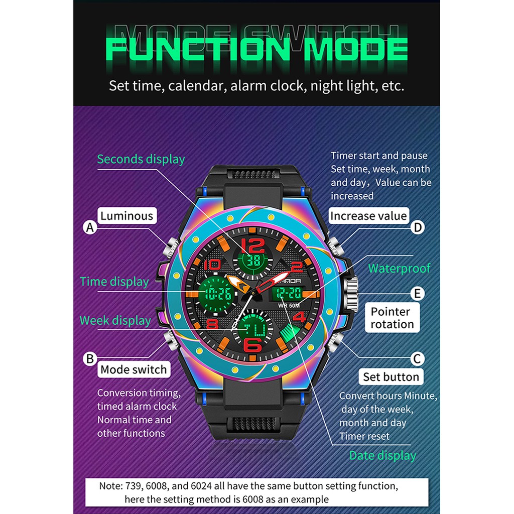 SANDA 6008 Jam Tangan Pria Digital Analog Tali Rubber Fantasy Anti Air WATCHKITE WKOS